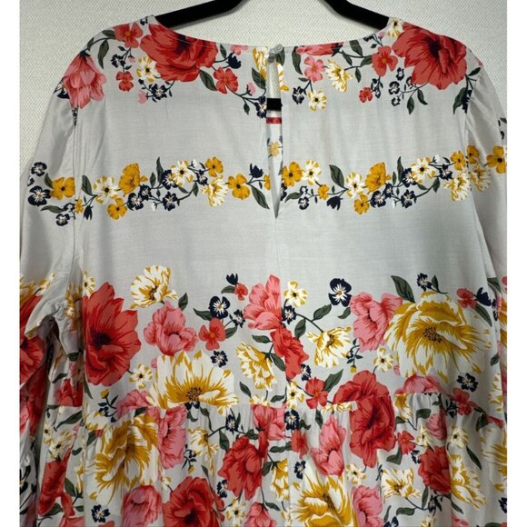 Old Navy Womens Floral Shirt Dress Size Large Gray Floral Ruffle Sleeves - Picture 16 of 16